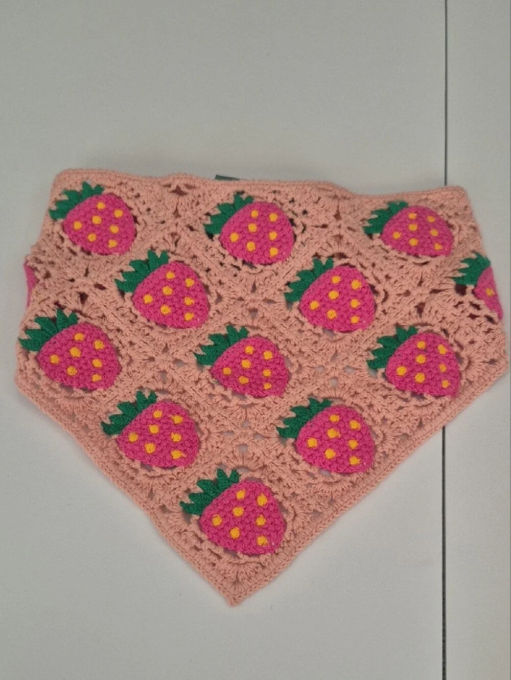 Earthbound Trading Co. Pink Crochet Strawberry Bandana